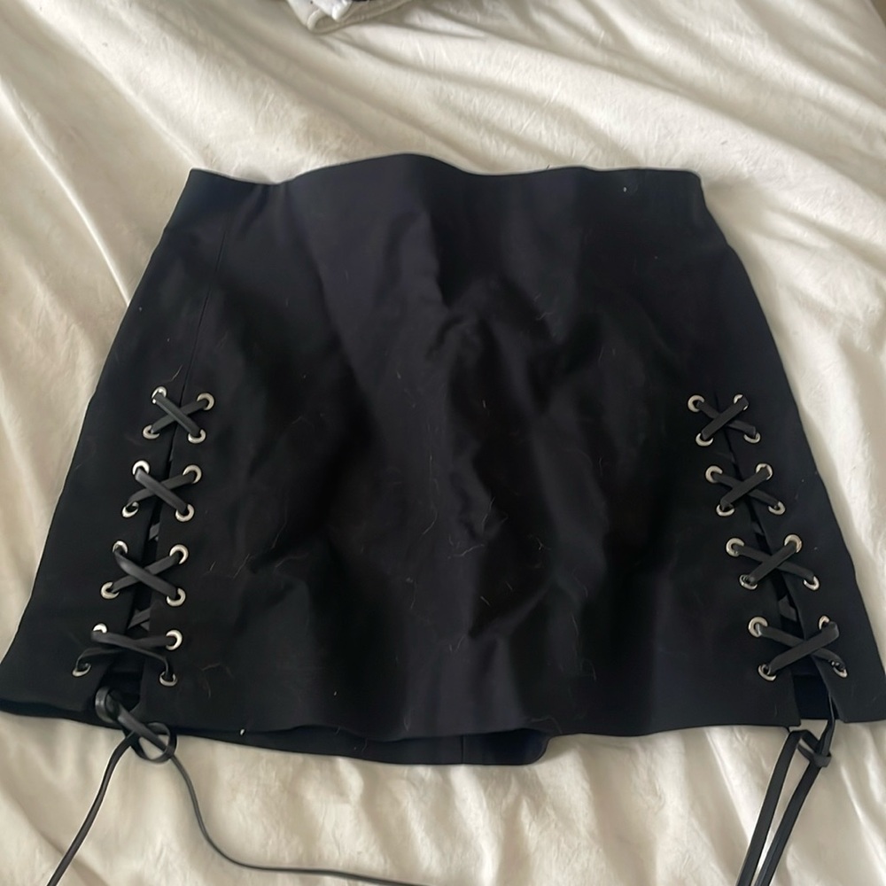 REVOLE Black Lace Up Mini Skirt